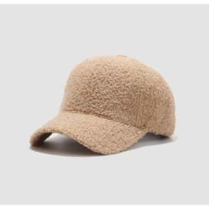 Furry Fleece Baseball Hat - Khaki/Tan Color